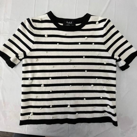 Lipslide stripped black and white top small - Picture 1 of 7